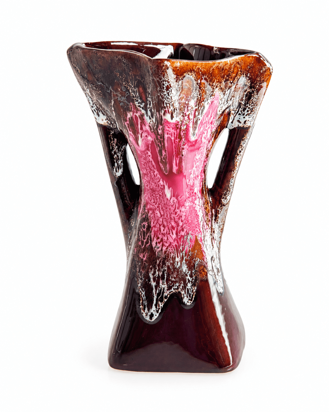 Vallauris vintage vaas fat lava roze bruin